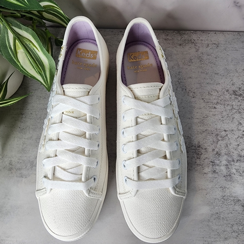 Keds X Kate Spade new york Triple Kick Woven Flowers Sneakers Sz 5.5 - Picture 10 of 16